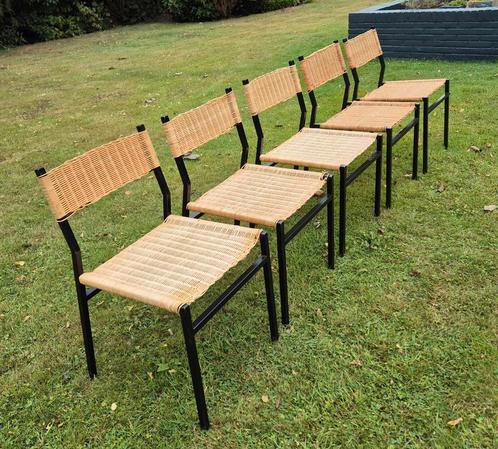5x vintage Martin Visser stoelen SE05, Huis en Inrichting, Stoelen, Gebruikt, Zwart, Ophalen