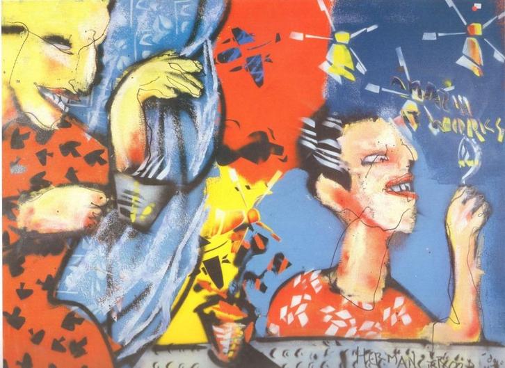 HERMAN BROOD Reproductie AMAZIN IT WORKS..., Antiek en Kunst, Kunst | Litho's en Zeefdrukken, Ophalen of Verzenden