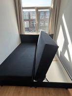 Bieden mag: Zwarte boxspring 180x200 opbergruimte 1 jaar oud, Ophalen, Zo goed als nieuw, Tweepersoons, 180 cm