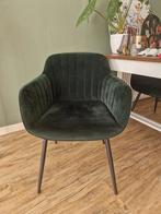 Vier Groene Velvet Eetkamerstoelen, Huis en Inrichting, Stoelen, Ophalen, Gebruikt, Overige kleuren, Metaal