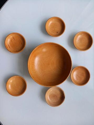 Vintage Houten Schaaltjes Set - Pindaset beschikbaar voor biedingen