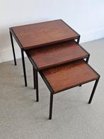 Vintage mimiset bijzettafeltjes Wengé, Ophalen of Verzenden, Gebruikt, Hout