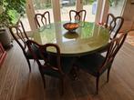 Ronde tafel massief hout groen gekleurd, Ophalen, Rustiek chic, Rond, Zo goed als nieuw