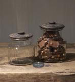Glazen voorraadpot set van 2 pot deksel glas stoer sober, Verzenden, Nieuw
