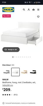 IKEA Malm 140x200, Huis en Inrichting, Wit, Tweepersoons, Zo goed als nieuw, Hout