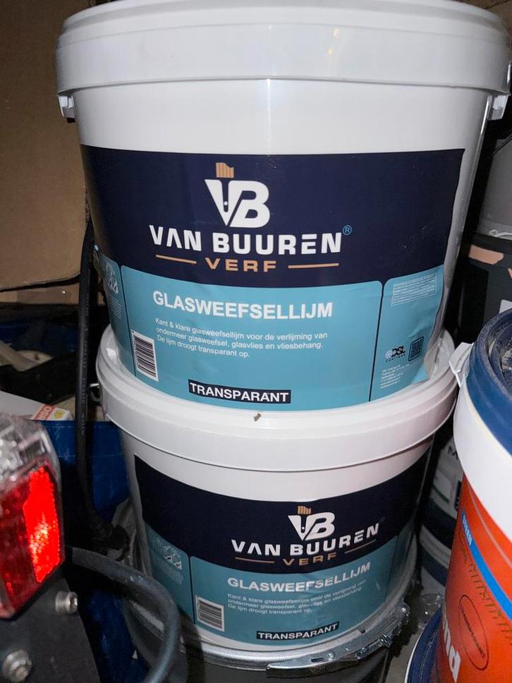 1 x Van Buuren Glasweefsellijm 10L – ongeopend, Doe-het-zelf en Verbouw, Verf, Beits en Lak, Nieuw, 10 tot 15 liter, Wit, Ophalen