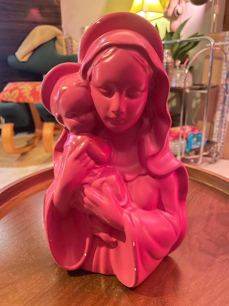 Madonna met kind - roze keramiek, Ophalen of Verzenden