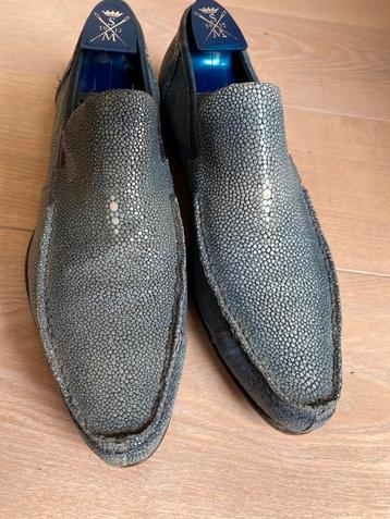 Cesare Paciotti italian loafers grijs blauw roggenleer 41,5 beschikbaar voor biedingen