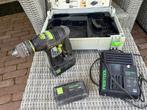 Festool schroef- boormachine + 2 accu’s + oplader, Doe-het-zelf en Verbouw, Gereedschap | Boormachines, Ophalen, Gebruikt, Boor- en Schroefmachine