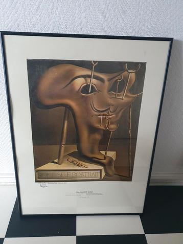 Salvador dali soft self portrait in zwart metalen lijst