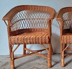 Twee vintage rotan boho stoelen, Huis en Inrichting, Barkrukken, 2 krukken, 60 tot 90 cm, Ophalen of Verzenden, Zo goed als nieuw