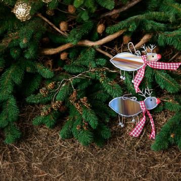 Rendier en  Mistletoe kerstboom Kersthanger Glas in lood. beschikbaar voor biedingen