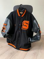 Sumibu Campus Varsity Jacket - leather & wool - orang black, Ophalen of Verzenden, Zwart