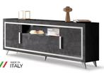 Ladekasten-Dressoir Silver hoogglans Antraciet 207 cm met le, Ophalen of Verzenden, Nieuw, 25 tot 50 cm, Minder dan 100 cm