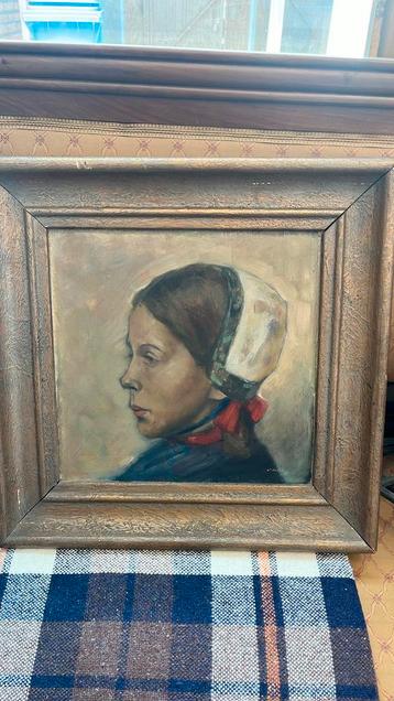 Portret olieverf op doek Leo Marchand 1945 beschikbaar voor biedingen