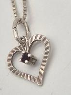 Zilveren ketting met rode steen hanger, Gebruikt, Verzenden, Met edelsteen, Zilver