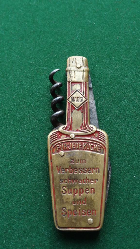 Zakmesje met Kurkentrekker MAGGI Flesje, Antiek en Kunst, Antiek | Gereedschap en Instrumenten, Ophalen of Verzenden