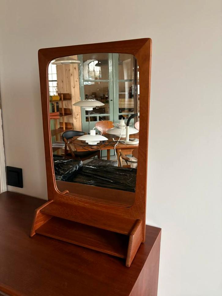 Deense spiegels halspiegel vintage wandspiegel met vakje, Antiek en Kunst, Antiek | Spiegels, Minder dan 50 cm, Minder dan 100 cm