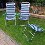 Crespo Campingstoelen Set + Voetenbank - Blauw, Caravans en Kamperen, Kampeermeubelen, Ophalen, Gebruikt, Campingstoel
