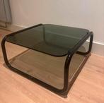 Bijzettafel Gerookt Glas & Zwart Frame, Huis en Inrichting, Tafels | Salontafels, Ophalen, Gebruikt, Vierkant, 50 tot 100 cm