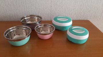 Set van 3 RVS kommen en set van 2 thermoschalen beschikbaar voor biedingen