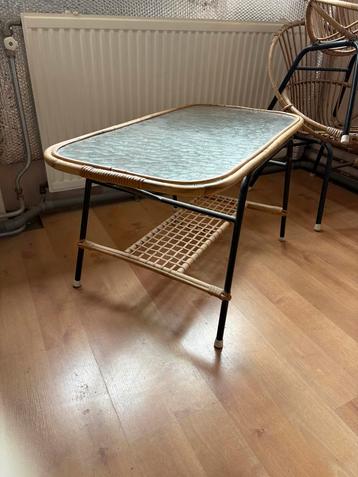 Vintage Rotan Koffietafel Jaren '60/'70 beschikbaar voor biedingen