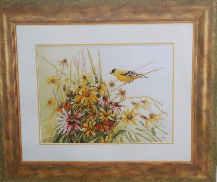 Borduurpakket Marjolein Bastin Lanarte 34713 Gele Veldbloeme, Hobby en Vrije tijd, Borduren en Borduurmachines, Nieuw, Borduurpakket