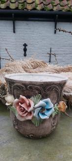 Bloempot met bloemen - 20cm hoog, 21cm doorsnee, Ophalen of Verzenden