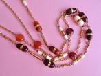 jwg Vintage 60s 70s amber goud klr Art Deco kralen ketting, Verzenden, Overige materialen, Ketting