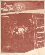 Jan Bakker (1891-1969) Houtsnede 'Aanbidding der herders - K, Antiek en Kunst, Ophalen of Verzenden