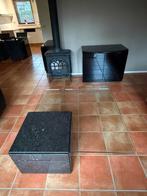 Salontafel van glas en natuursteen, Ophalen, Minder dan 50 cm, Rechthoekig, 100 tot 150 cm