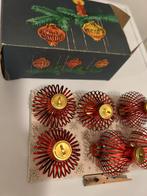 6 vintage oude rode kerstballen, lametta folie., Diversen, Kerst, Ophalen of Verzenden, Gebruikt