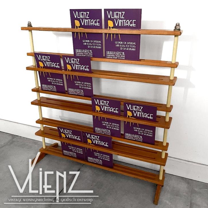 Vintage, retro folderrek, boekenrek, reclamerek dubbelzijdig, Verzamelen, Retro, Huis en Inrichting, Ophalen