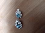 Vintage clips oorbellen met strass, Overige materialen, Gebruikt, Met strass, Blauw