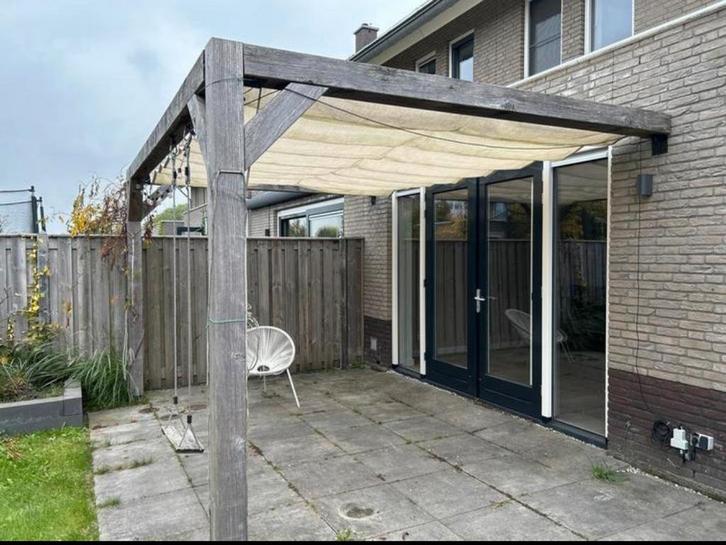 Houten veranda terrasoverkapping met zonwering, Tuin en Terras, Overkappingen, Gebruikt, Veranda, Ophalen