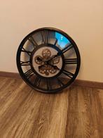 Mooie Wandklok met Tandwielen, industriële stijl., Huis en Inrichting, Woonaccessoires | Klokken, Ophalen, Gebruikt, Analoog, Wandklok