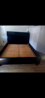 Lederlook Bed 160x220, Huis en Inrichting, Ophalen, Overige materialen, Gebruikt, Zwart
