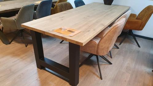 Recht eiken eettafel van 240x100cm met H-poten, Huis en Inrichting, Tafels | Eettafels, Nieuw, 100 tot 150 cm, 200 cm of meer