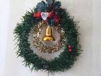 Vintage kerstkrans met wattenpaddenstoel en glaskraaltjes, Diversen, Kerst, Ophalen of Verzenden, Zo goed als nieuw