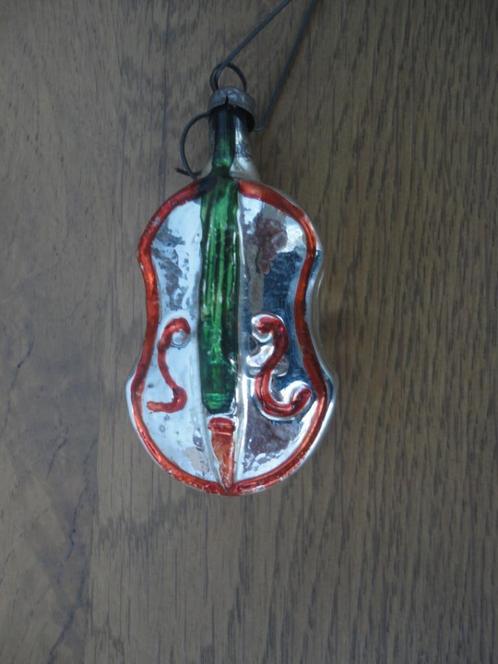 Oude glazen kerstbal viool / gitaar / bas, Diversen, Kerst, Gebruikt, Ophalen of Verzenden