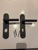 Veiligheids deurbeslag zwart ovaal, Doe-het-zelf en Verbouw, Hang- en Sluitwerk, Ophalen, Nieuw, Rvs, Klink of Kruk