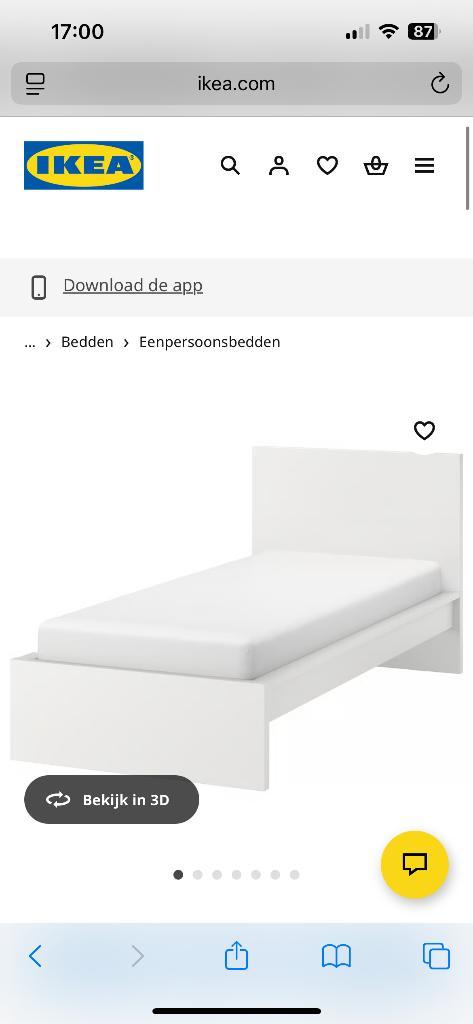 Eenpersoonsbed, Huis en Inrichting, Slaapkamer | Bedden, Gebruikt, Eenpersoons, 90 cm, 200 cm, Hout, Wit, Ophalen