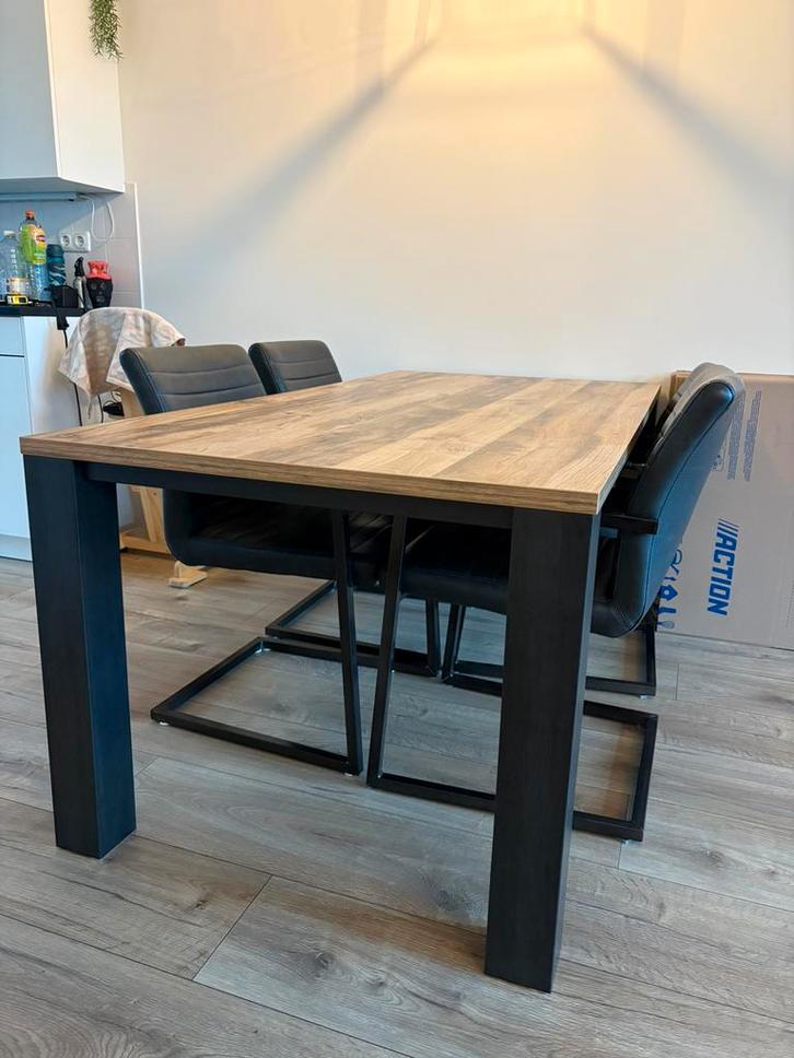 Eettafel + stoelen, Huis en Inrichting, Tafels | Eettafels, Zo goed als nieuw, 50 tot 100 cm, 150 tot 200 cm, Vier personen, Rechthoekig
