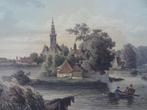 gravure kleur Edam van de Purmerringdijk, Umbach 1860, Antiek en Kunst, Kunst | Etsen en Gravures, Verzenden