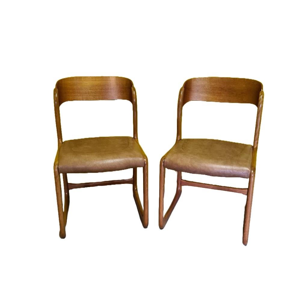 Stel originele Emile & Walter Baumann eetkamerstoelen, Huis en Inrichting, Ophalen, Twee, Bruin, Design