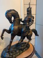 Brons beeld paard met ridder, Ophalen of Verzenden