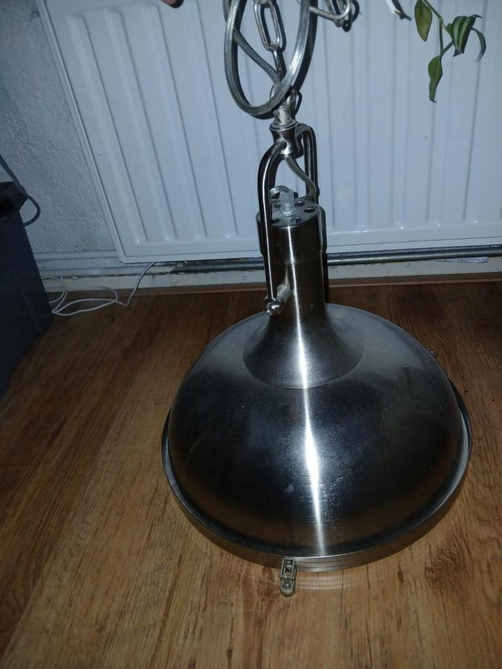 RVS Lamp - Industrieel Design, Huis en Inrichting, Lampen | Hanglampen, Gebruikt, Minder dan 50 cm, Metaal, Ophalen