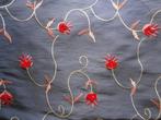 Zwart met rode bloemen van borduur en fluweel 145 brx50 lang, Nieuw, 30 tot 200 cm, 120 cm of meer, Ophalen