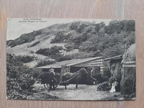 Klein Zwitserland Bergen en Schoorl paard wagen, stal, 1913, Verzamelen, Ansichtkaarten | Nederland, Gelopen, Noord-Holland, Voor 1920