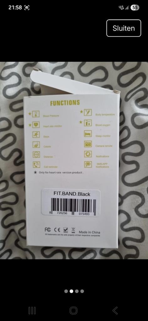 Fitband Smart Bracelet - Fitness Tracker, Zwart, Nieuw, Ophalen of Verzenden, Waterdicht